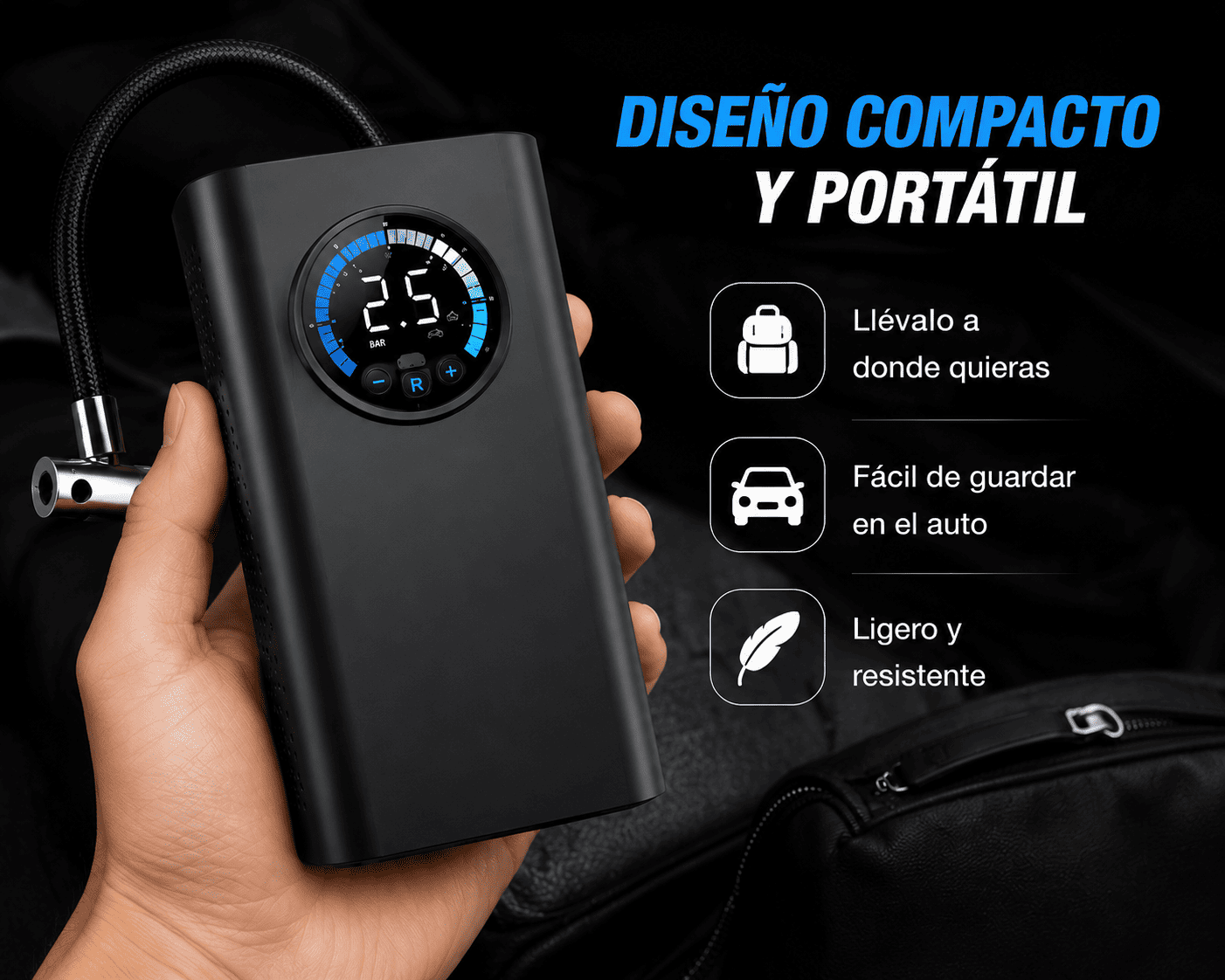Velocity Air-Guard™ | Inflador Portátil para Auto, Moto y Bicicleta