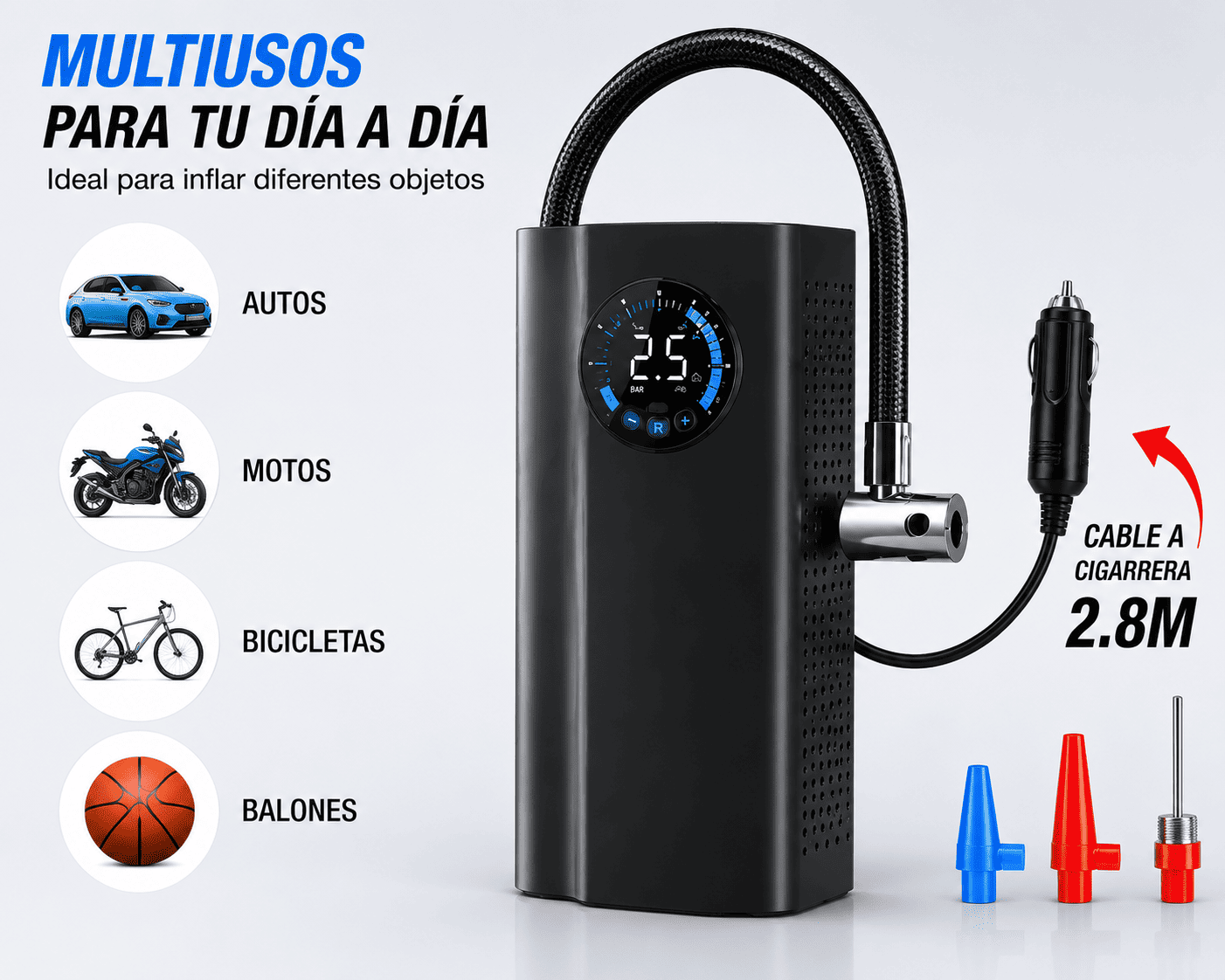 Velocity Air-Guard™ | Inflador Portátil para Auto, Moto y Bicicleta